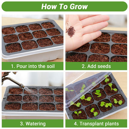 GAESHOW 12 iepakojumu iekštelpu siltumnīcas pavairotājs, 144 režģu mini siltumnīcas pavairošanas komplekts ar paceltu vāku, atkārtoti lietojama pavairošanas plāksne, siltumnīcas pavairošanas paplātes stādiem