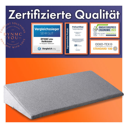Ķīļveida spilvens gultai 90x45cm – Ķīļveida spilvens pieaugušajiem – Ērts matrača ķīlis un gultas ķīlis – Oeko-TEX sertificēts – Pārbaudīts ĻOTI LABI – Galvas ķīlis ērtai gulēšanai, atpūtai un mierīgam miegam