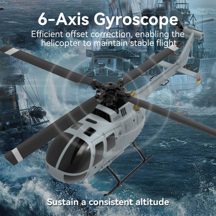 Tālvadības helikopters, 4 kanālu RC helikopters RTF ar bezeleronu dizainu un 6 asu žiroskopu, modulāru akumulatoru, vienas taustiņa pacelšanos/nosēšanos, augstuma noturēšanu, dāvana pieaugušajiem