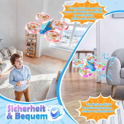Zookao mini drons bērniem no 6+ gadu vecuma, Ziemassvētku dzimšanas dienas dāvanas bērniem. Tālvadības RC lidmašīnas mini drons bērniem un iesācējiem. Kvadrokopters ar LED gaismām.