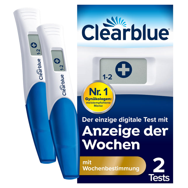 Clearblue grūtniecības tests, agrīns digitālais grūtniecības tests, 2x agrīnie grūtniecības testi/agrīnās grūtniecības testi ar nedēļas indikatoru, grūtniecības noteikšana, 25 mSV/ml