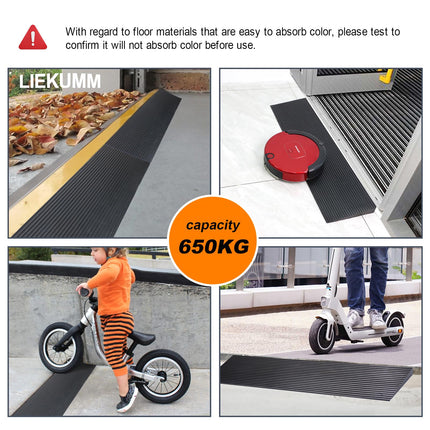 LIEKUMM gumijas sliekšņa rampa 1,5 cm augsta, 650 kg kravnesības ratiņkrēslu rampa, neslīdoša sliekšņa rampa durvju ailēm, apmalēm, pakāpieniem, motorolleriem, ratiņiem, motocikliem