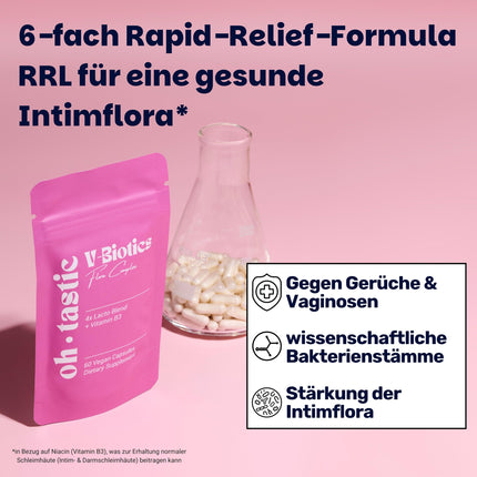 V-Biotics vaginālās probiotikas - pienskābes baktērijas un B3 vitamīns maksts veselībai *, atjauno maksts floru, pienskābes līdzeklis bakteriālas vaginozes un maksts rauga infekcijas ārstēšanai - 1 miljards CFU/g (60 kapsulas) - ohustic