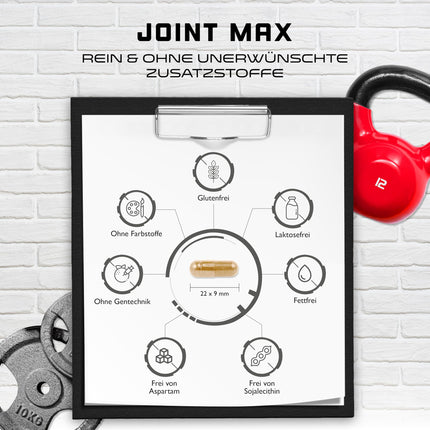 Joint Max Ultra kapsulas - 180 kapsulas - Augstas devas locītavu uztura bagātinātājs ar glikozamīnu, MSM, hondroitīnu, Cissus Quadrangularis, vīraka ekstraktu, hialuronskābi, ingveru, bromelaīnu