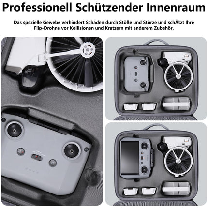 Soma DJI Flip – aizsargājošs cieta apvalka pārnēsāšanas futrālis ar kabatu DJI Flip Fly More Combo dronam, daudz vietas visu DJI Flip dronu piederumu glabāšanai.