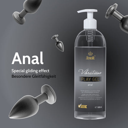 Vibratissimo Play anālais gels 1000 ml | Papildu lubrikants | Ūdens bāzes lubrikanti | Lubrikants gels, kas piemērots silikona rotaļlietām un lateksa prezervatīviem | Ūdens bāzes lubrikants