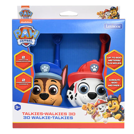 Lexibook, Paw Patrol, 3D Chase un Marshall rācijas, 500 m diapazons, 2 sakaru kanāli, jostas klipsis, sarkans/zils, TW18PA