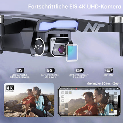 NAFYRE N11 PRO GPS drons ar kameru pieaugušajiem 4K UHD, 90 minūšu lidojuma laiks, liels vadības attālums, automātiska atgriešanās, automātiska sekošana, bezkontaktu motors, 5G FPV RC B0DBFDR9CX