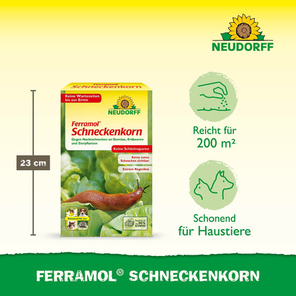 Neudorff Ferramol gliemežu granulas. Uzticama un ātra gliemežu aizsardzība. Kā efektīvs gliemežu atbaidīšanas līdzeklis, piemērots arī bioloģiskajai lauksaimniecībai, 1 x 1 kg, brūns