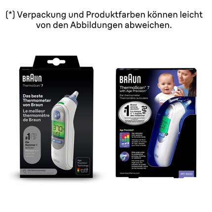 Braun ThermoScan 7 ausu termometrs BRAIRT6520 | Vecuma precīzijas tehnoloģija | Krāsu kodēts digitālais displejs | Piemērots mazuļiem un maziem bērniem | Ārstu vidū vadošais zīmols(1)