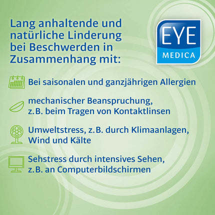 EyeMedica Euphrasia acu pilieni sausām un kairinātām acīm, mitrinoši, nomierinoši un kopjoši, ar hialuronskābi, 10 x 0,4 ml vienreizējas devas