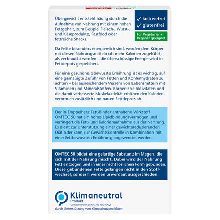 Doppelherz Fat Binder – medicīniska ierīce svara samazināšanas diētas atbalstam – 40 vegānas kapsulas