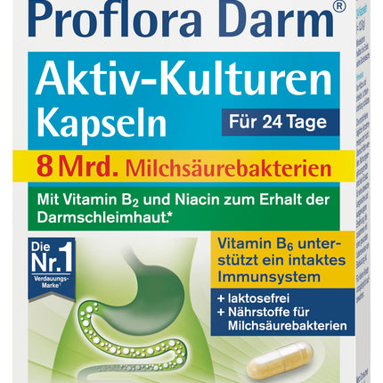 tetesept Proflora zarnu aktīvo kultūru kapsulas – 4 x 24 kapsulas – uztura bagātinātājs ar 8 miljardiem pienskābes baktēriju, vitamīniem un inulīnu – liels iepakojums