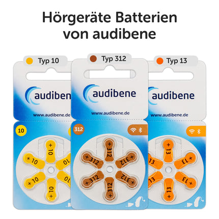 Audibene dzirdes aparātu baterijas, 312. tipa, brūnas, dzirdes aparātu baterijas, 60 gab. iepakojumā, ražotas Vācijā, komplektā BEZMAKSAS tīrīšanas drāna, bezvadu savienojumam apstiprinātas, bez dzīvsudraba