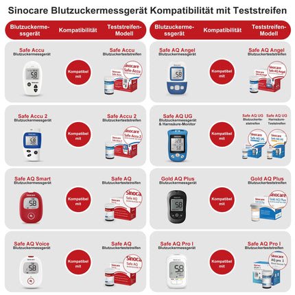 sinocare asins glikozes mērītājs, glikozes mērītājs ar asins glikozes testa strēmelītēm 50, nesāpīgs un ātrs, mazs parauga tilpums - mg/dL (Safe-Accu2 asins glikozes mērītāja 50 komplekts)