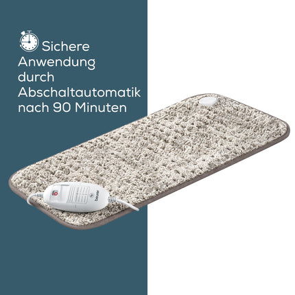 Beurer sildīšanas paliktnis HK 123 XXL Nordic, mīksts sildīšanas paliktnis ar 3 temperatūras iestatījumiem un automātisku izslēgšanos, mazgājams veļas mašīnā, ražots Eiropā, XXL formāts 60 x 30 cm, kažokādas izskats