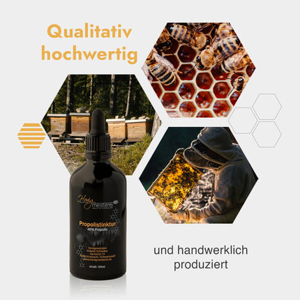 Honigmeisterei propolisa tinktūra 100ml ar 40% dabīga propolisa, vislabākajā kvalitātē no Melnā meža biškopības, propolisa pilieni bez piedevām
