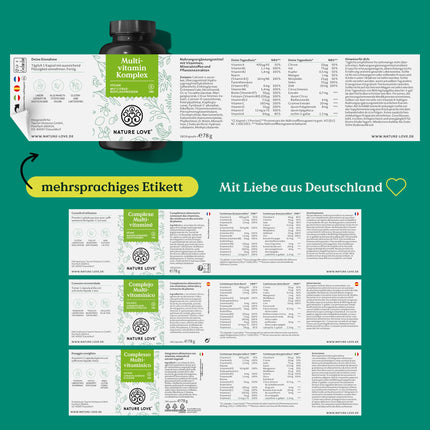 Multivitamīnu komplekss – 180 vegānas kapsulas – vitamīni AZ un minerālvielas – ar zaļās tējas ekstraktu un citrusaugļu bioflavonoīdiem – augsta deva un bioaktīvās formas – laboratoriski pārbaudīts, bez nevajadzīgām piedevām