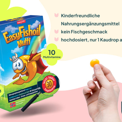 EasyFishoil Omega 3 želeja bērniem ar holīnu, folskābi, B6, B12 30 dienām. Želejas zivju eļļa ar augstu devu, bērniem un pieaugušajiem, tīras zivju eļļas kapsulas bērniem - dabīga Omega 3 BĒRNIEM - bērniem.