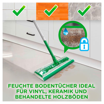 Swiffer grīdas mops ar 102 sausām grīdas lupatām savāc netīrumus un tos notur (+3 mitras grīdas lupatiņas kā parauga iepakojums)