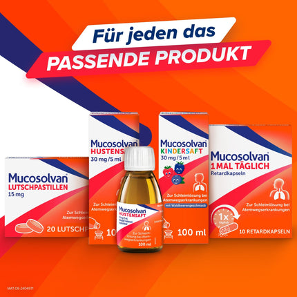 MUCOSOLVAN® inhalācijas šķīdums 2 x 100 ml - gļotu šķīdums inhalācijām klepus gadījumā: Atšķaida gļotas, atvieglo klepu un attīra bronhus