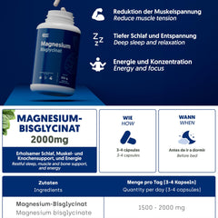 Magnija bisglicināts 2000 mg - AUGSTA DEVA, 250 kapsulas | Premium: Helatēts magnijs ar augstu biopieejamību mierīgam miegam, enerģijai, kauliem un muskuļiem, kā arī koncentrēšanās spējām.