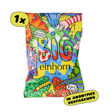 Einhorn prezervatīvi - 7 gabali nedēļas devai - XL izmērs 57 mm - vegāna, bezhormonu kontracepcija bez ķīmiskām vielām - dabīgs lubrikants - ilgtspējīgi un droši