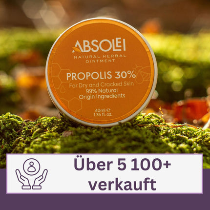 Absolei propolisa ziede, dabīga 30% propolisa ziede niezošai, sausai un saplaisājušai ādai, 40 ml