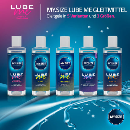 MY.SIZE Lube Me Premium lubrikants, sildošs un kņudinošs, 100 ml I Sildošs, kņudinošs un bez smaržas lubrikants I Ūdens bāzes lubrikanti I Lubrikants-gels rotaļlietām un lateksa prezervatīviem I Ūdens bāzes lubrikants