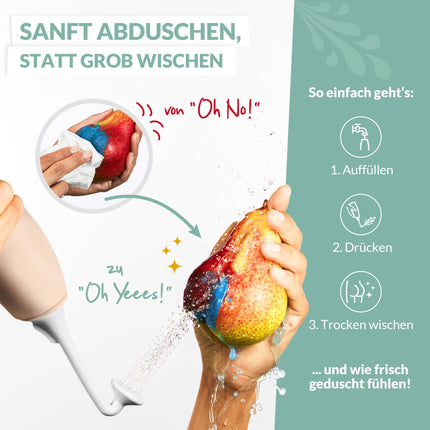 Hey Nature Po dušas piparmētru aromāts, mobilā bide saudzīgai un higiēniskai intīmās zonas tīrīšanai. Duša kapsulām pēcdzemdību atvieglošanai, hemoroīdu mazināšanai un kā alternatīva mitram tualetes papīram