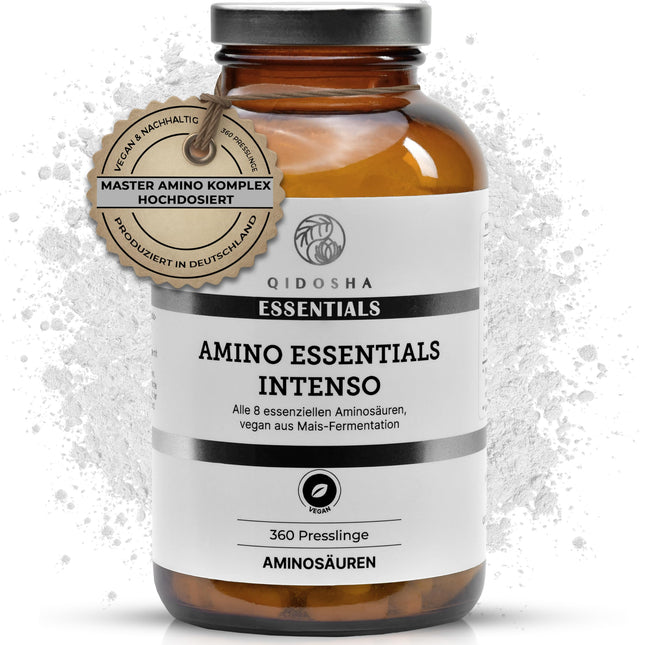 QIDOSHA® Master Amino Acid Complex tabletes, recepte saskaņā ar Dr. Moretti, 360 gabali/burciņā, ar 99% tīrā slāpekļa izmantošanu (NNU), 8 neaizvietojamās aminoskābes, 100% vegānisks