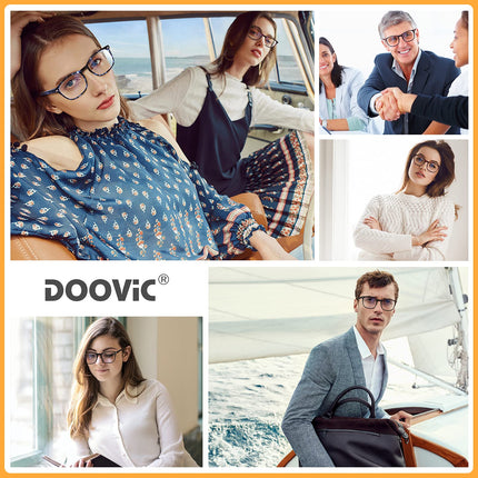 DOOViC zilās gaismas filtra datora brilles, caurspīdīgas/kvadrātveida rāmja, lielas datora brilles, bezrecepšu vīriešiem/sievietēm 0.0