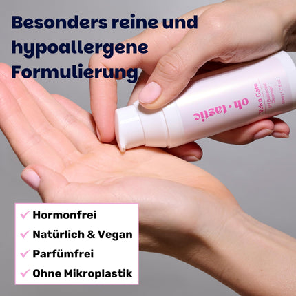Intīmās zonas mazgāšanas losjons sievietēm - antibakteriāls un bez ziepēm dušas želeja intīmajai zonai, intīmās zonas mazgāšanas losjons sievietēm ar pienskābes baktērijām pret niezi, maksts rauga infekcijām un nepatīkamu aromātu - ohtastic - (50ml)