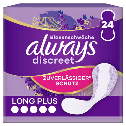 Always Discreet Long Plus ikdienas ieliktnīši urīna nesaturēšanai (24 ieliktnīši) sievietēm, spēcīga aizsardzība, ko tik tikko jutīsiet