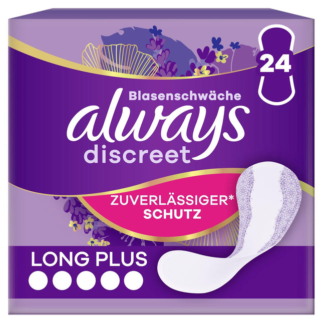 Always Discreet Long Plus ikdienas ieliktnīši urīna nesaturēšanai (24 ieliktnīši) sievietēm, spēcīga aizsardzība, ko tik tikko jutīsiet