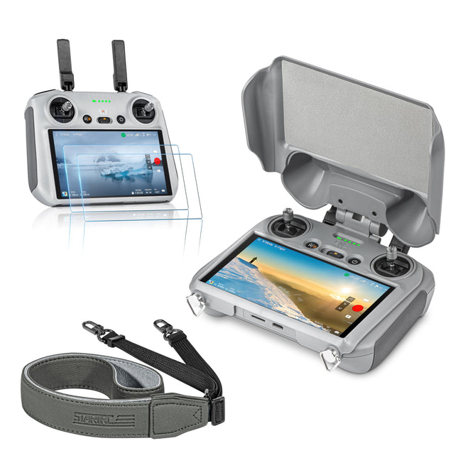 STARTRC 3-IN-1 RC 2 kontroliera saules aizsargs DJI Mini 4 Pro, DJI RC 2 siksniņai, DJI Mini 4 Pro drona kontroliera ekrāna aizsargam, DJI Mini 4 Pro aksesuāriem