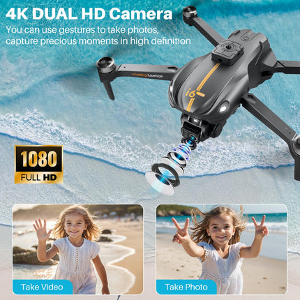 Drons ar kameru pieaugušajiem, 1080P HD FPV kamera, drons iesācējiem ar augstuma noturēšanu, vienas pogas nosēšanos, 4 virzienu šķēršļu apiešanu, ātruma regulēšanu, bezgalvas režīmu, 3D pagriezienus