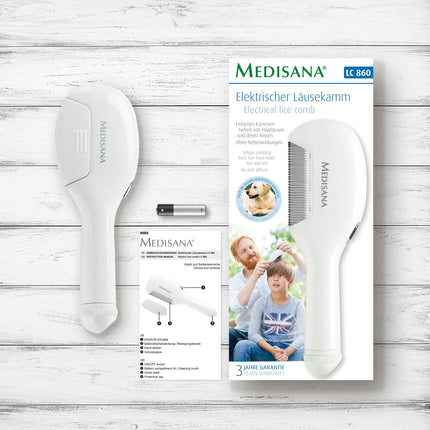 Medisana LC 860 elektriskā utu ķemme, ķemme pret galvas utīm un gnīdām, gnīdu ķemme, piemērota suņiem un kaķiem