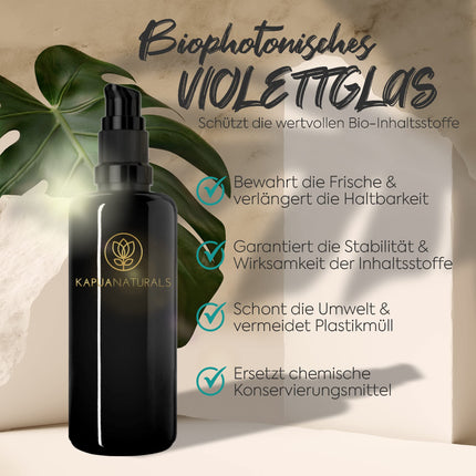 BIO Hyaluron Serum hochdosiert • 100ml +Vit E & B5 • 7-Fach Hyaluronsäure Serum Gesicht ✓100% Vegan&BIO ✓Anti-Aging Konzentrat ✓ Anti Falten Serum Naturkosmetik ✓Made in Germany ✓Hyaluronic Acid Serum