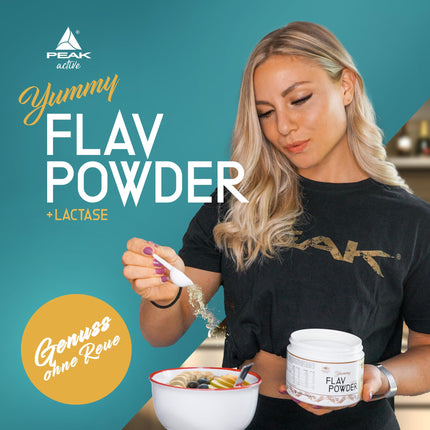 PEAK Yummy Flav pulveris - 250 g Cēla marcipāna garša | 50 porcijas | Aromatizēšanas pulveris saldināšanai gandrīz bez kalorijām un pievienota cukura | ar inulīnu un gremošanas enzīmu laktāzi | vegāns