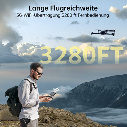 CHUBORY X10 PRO GPS drons ar 4K UHD kameru pieaugušajiem, 90 minūšu lidojuma laiks, 1000 metru vadības diapazons, automātiska atgriešanās, sekošanas režīms, bezsuku motors, 5G RC kvadrokopters iesācējiem