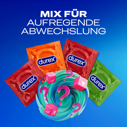 Durex Surprise Me prezervatīvu maisījums – maisījums ar 4 dažādiem prezervatīvu veidiem izmēģināšanai – 30 iepakojums (1 x 30 gabali)