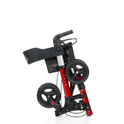 REHASHOP vieglais rollators Butterfly, sarkans, ar mīkstām riepām un spieķa turētāju - salokāms un viegls