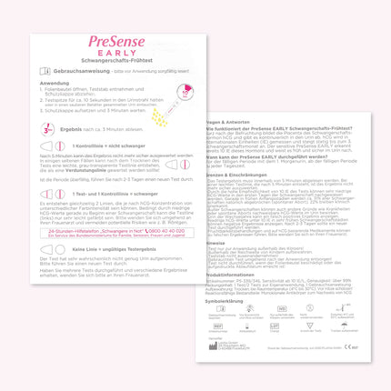 PreSense® — ātrais grūtniecības tests (2 testu iepakojums) — ātrs, drošs, uzticams un vienkāršs — urīna tests — grūtniecības tests