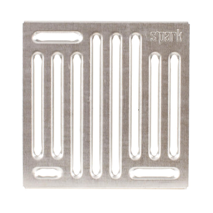 ScarMaxx - Pagalma noteka 250x250 mm - Grīdas noteka ar netīrumu savācēju, ar savienojumu dažāda izmēra KG caurulēm - Plastmasas grīdas noteka - Cinkots režģis