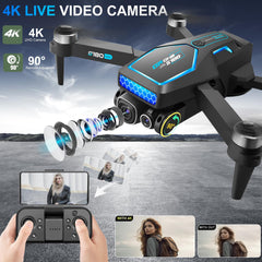 OBEST drons ar 4K kameru bērniem iesācējiem, salokāms mini drons, WiFi tiešraides pārraide, bezsuku motors, šķēršļu apiešana, 2 baterijas, ilgs lidojuma laiks, bezgalvas režīms, 3D apgriešana, pacelšanās/nosēšanās ar vienu taustiņu