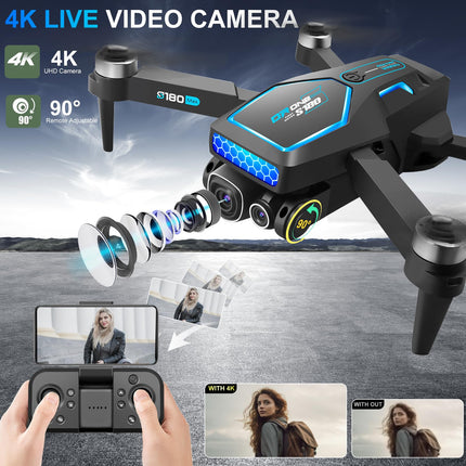 OBEST drons ar 4K kameru bērniem iesācējiem, salokāms FPV drons, WiFi tiešraides pārraide, bezsuku motors, šķēršļu apiešana, 2 baterijas, 28 minūtes, augstuma noturēšana, bezgalvas režīms, pacelšanās/nosēšanās ar vienu taustiņu