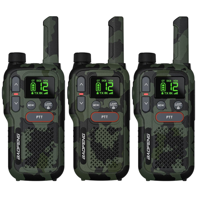 BAOFENG GT-18 rācija PMR446 bezlicencēts divvirzienu rācija pieaugušajiem un bērniem, uzlādējama rācija ar 1500mAh akumulatoru, divkāršs PTT, 16 kanāli, skenēšana, lukturītis kempingam un pārgājieniem, 3 gabalu iepakojums