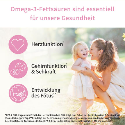 Premium Omega-3 kapsulas – mammai un mazulim – 293 mg DHA un 173 mg EPA – pirms, grūtniecības laikā un pēc tās – drošas un svaigas Omega-3 – viegli lietojamas – 90 mini kapsulas