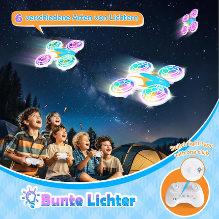 Zookao mini drons bērniem no 6+ gadu vecuma, Ziemassvētku dzimšanas dienas dāvanas bērniem. Tālvadības RC lidmašīnas mini drons bērniem un iesācējiem. Kvadrokopters ar LED gaismām.